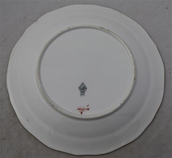 An English porcelain seventeen piece ornithological dessert service